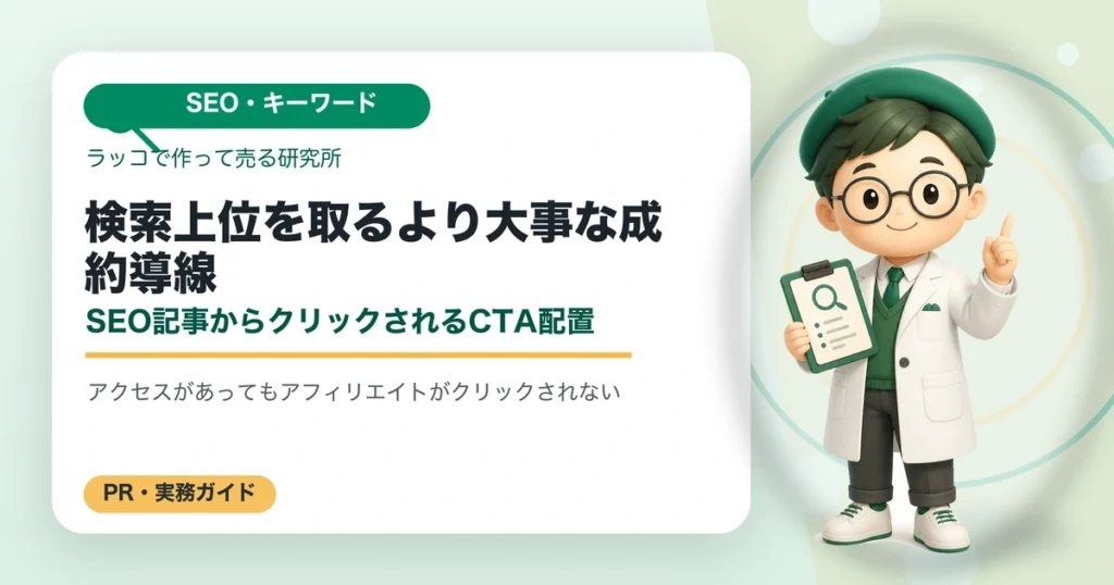 検索上位を取るより大事な成約導線｜SEO記事からクリックされるCTA配置の解説イラスト