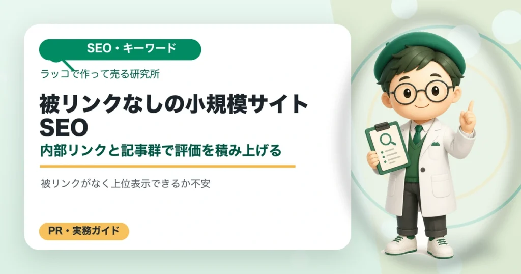 被リンクなしの小規模サイトSEO｜内部リンクと記事群で評価を積み上げるの解説イラスト