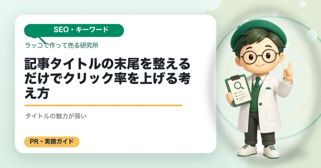 記事タイトルの末尾を整えるだけでクリック率を上げる考え方の解説イラスト