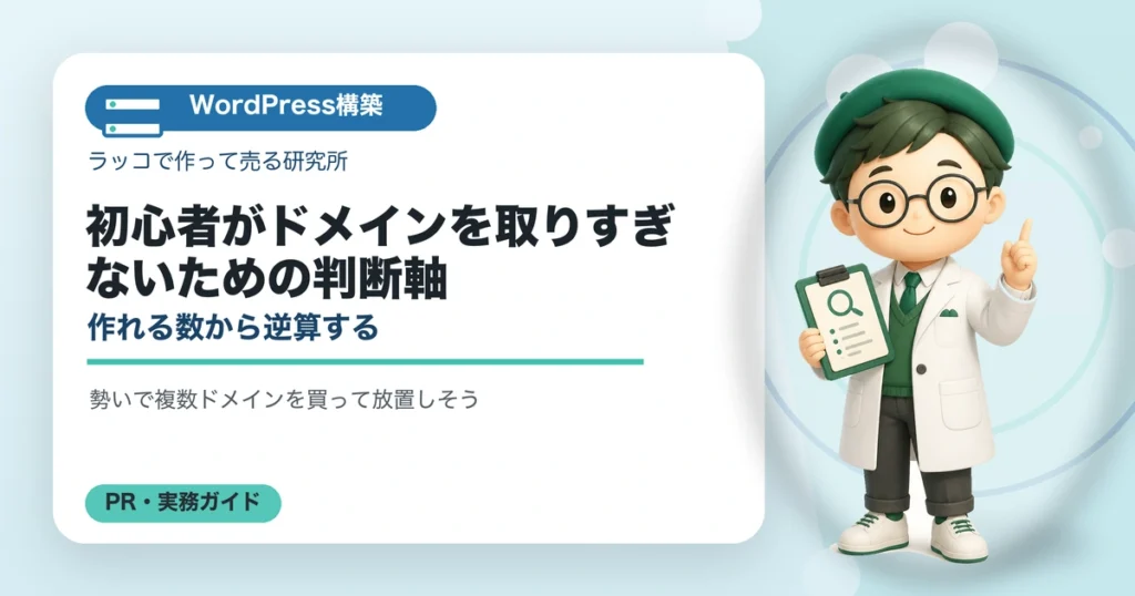 初心者がドメインを取りすぎないための判断軸｜作れる数から逆算するの解説イラスト