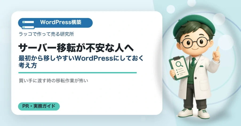 サーバー移転が不安な人へ｜最初から移しやすいWordPressにしておく考え方の解説イラスト