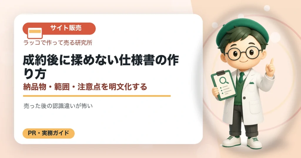 成約後に揉めない仕様書の作り方｜納品物・範囲・注意点を明文化するの解説イラスト