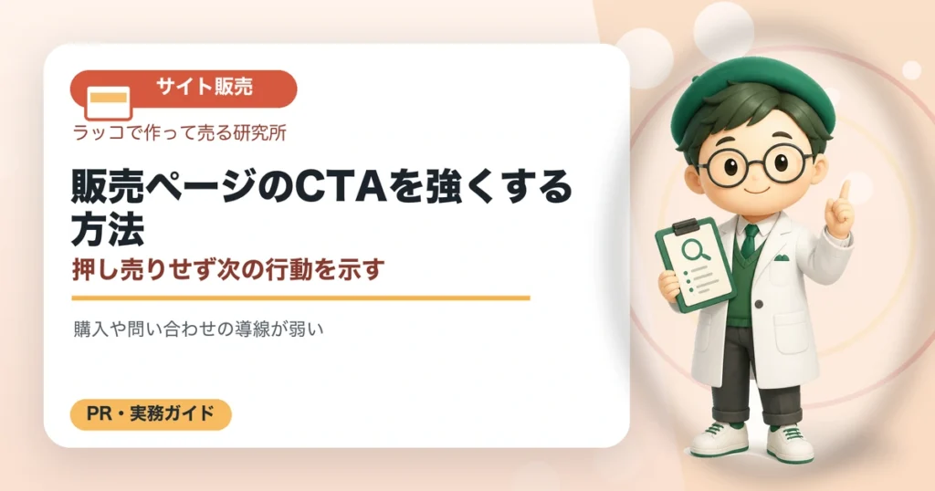 販売ページのCTAを強くする方法｜押し売りせず次の行動を示すの解説イラスト