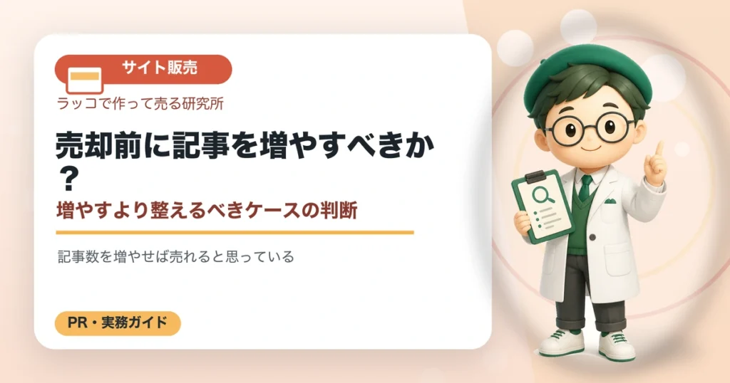 売却前に記事を増やすべきか？増やすより整えるべきケースの判断の解説イラスト