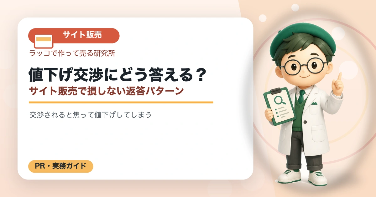 値下げ交渉にどう答える？サイト販売で損しない返答パターンの解説イラスト