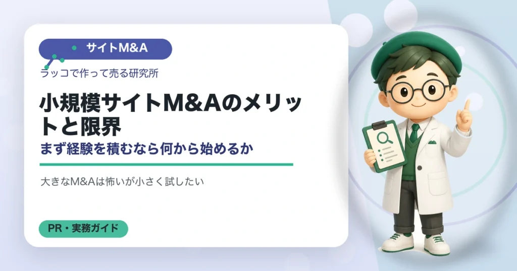 小規模サイトM&Aのメリットと限界｜まず経験を積むなら何から始めるかの解説イラスト