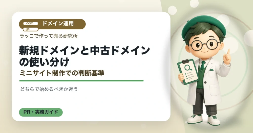 新規ドメインと中古ドメインの使い分け｜ミニサイト制作での判断基準の解説イラスト