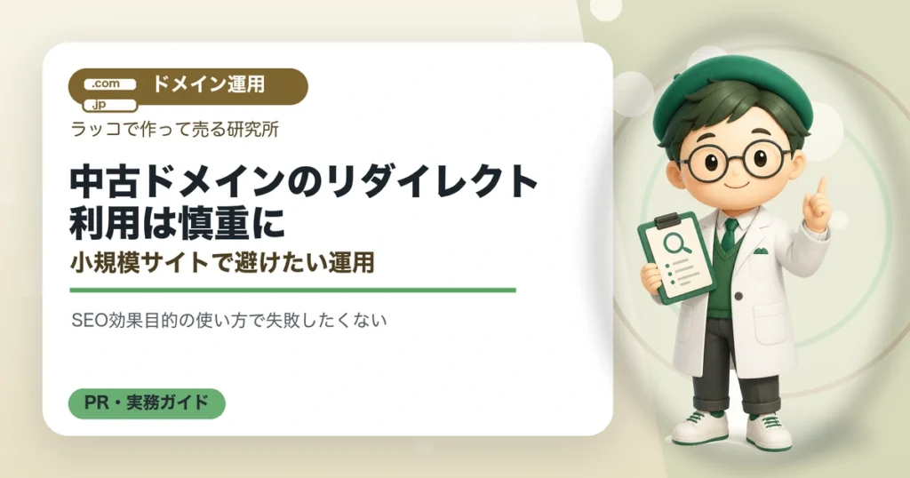 中古ドメインのリダイレクト利用は慎重に｜小規模サイトで避けたい運用の解説イラスト