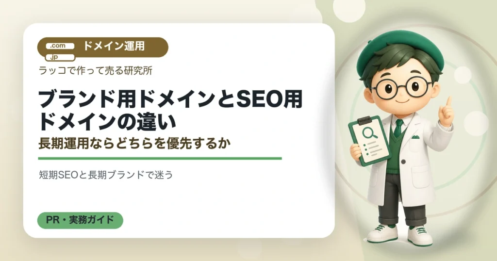 ブランド用ドメインとSEO用ドメインの違い｜長期運用ならどちらを優先するかの解説イラスト