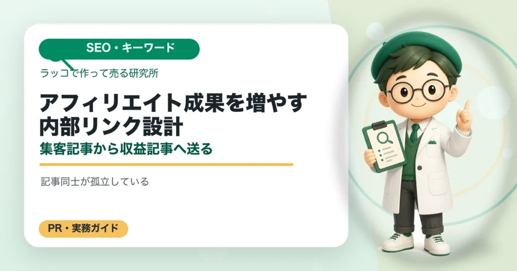 アフィリエイト成果を増やす内部リンク設計｜集客記事から収益記事へ送るの解説イラスト