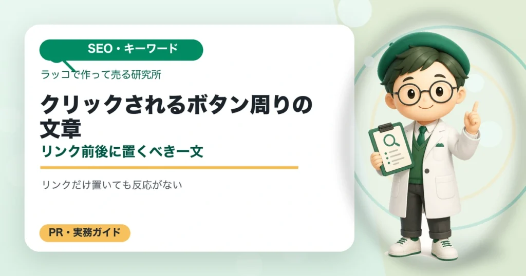 クリックされるボタン周りの文章｜リンク前後に置くべき一文の解説イラスト