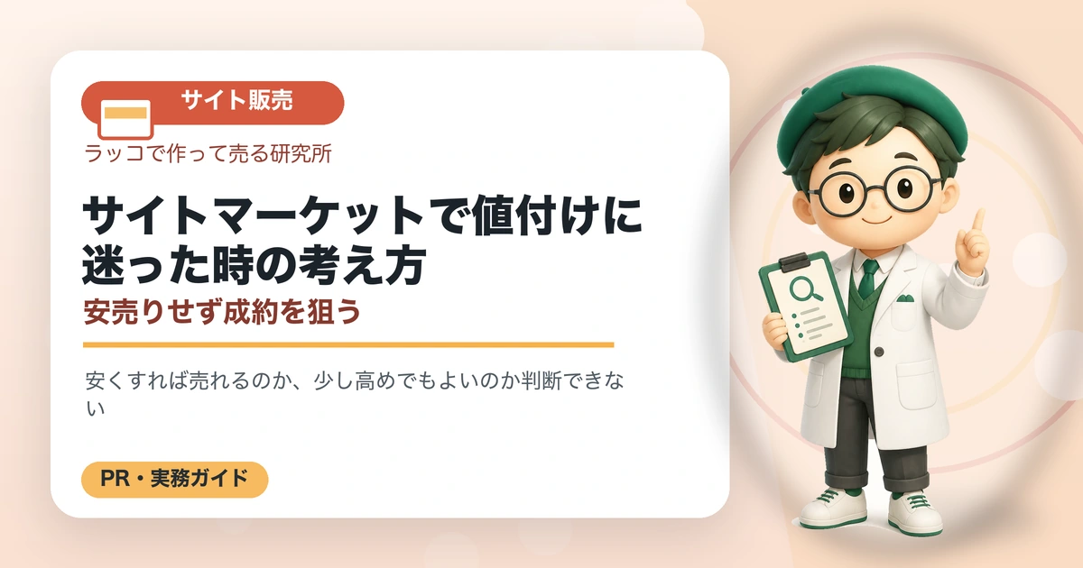 サイトマーケットで値付けに迷った時の考え方｜安売りせず成約を狙うのアイキャッチ画像
