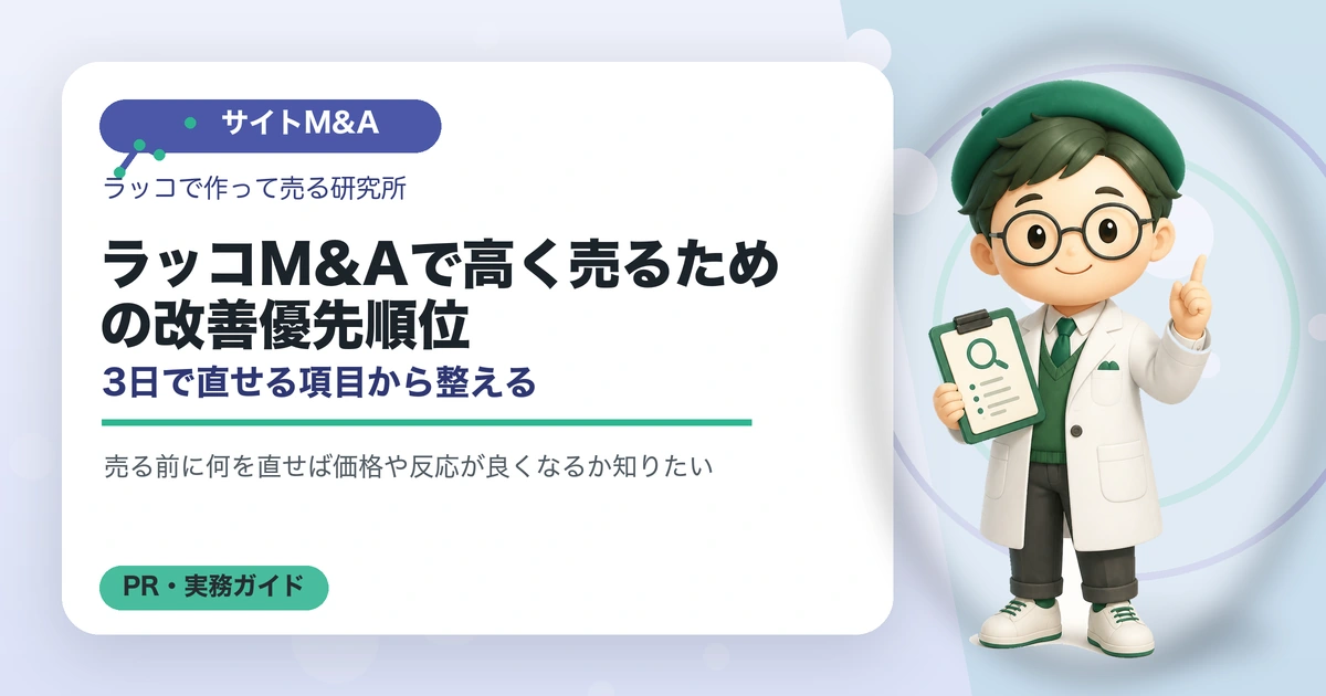 ラッコM&Aで高く売るための改善優先順位｜3日で直せる項目から整えるのアイキャッチ画像