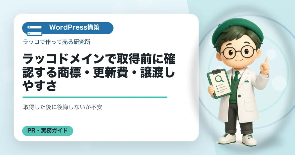 ラッコドメインで取得前に確認する商標・更新費・譲渡しやすさのアイキャッチ画像