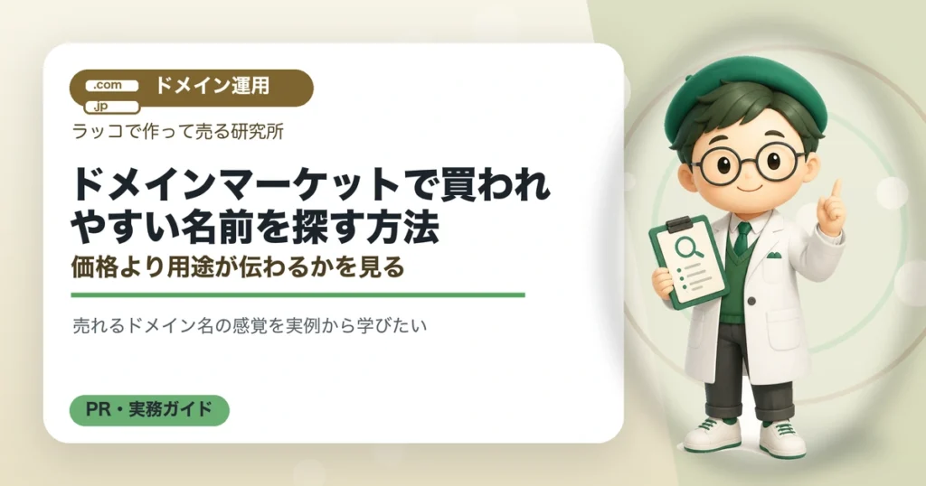 ドメインマーケットで買われやすい名前を探す方法｜価格より用途が伝わるかを見るのアイキャッチ画像