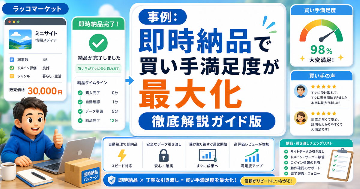 【事例】即時納品で買い手満足度が最大化したケース徹底解説ガイド版のアイキャッチ画像