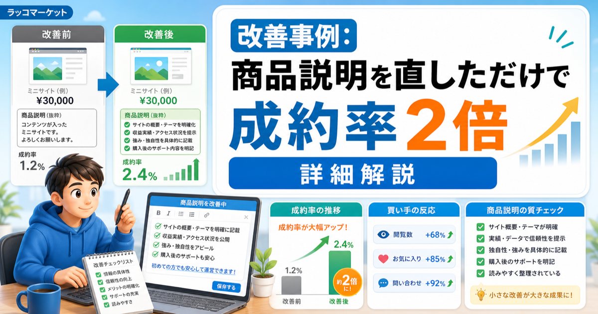 【改善事例】商品説明を直しただけで成約率が2倍になった話詳細解説のアイキャッチ画像