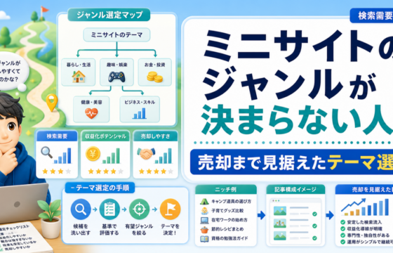 ミニサイトのジャンルが決まらない人へ｜売却まで見据えたテーマ選定の手順のアイキャッチ画像