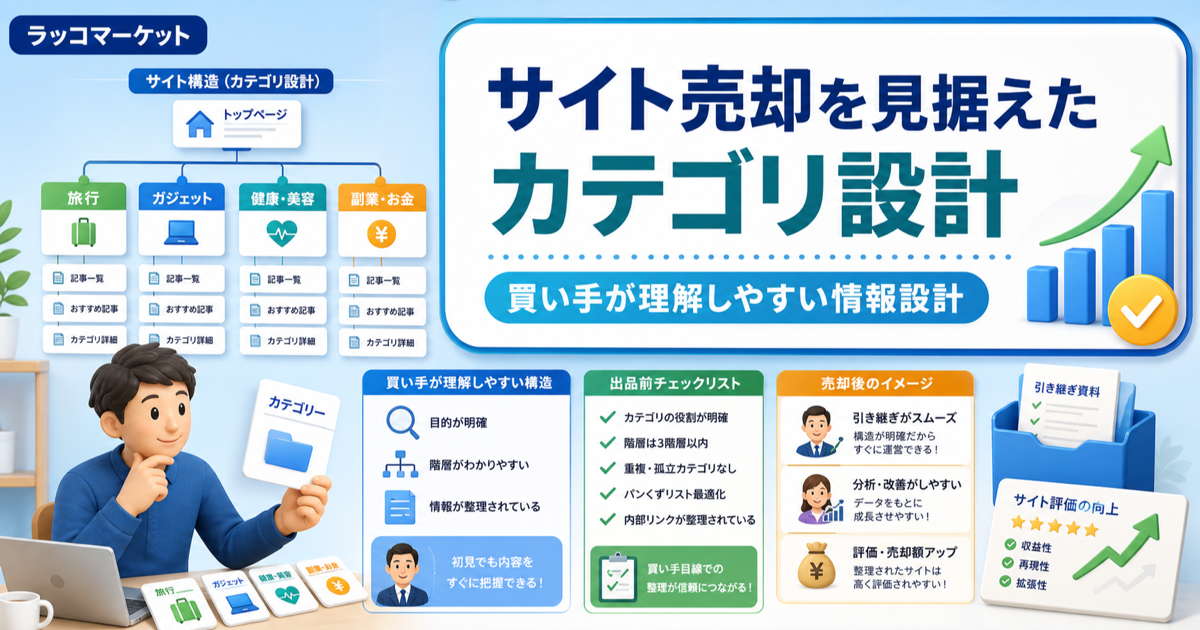 サイト売却を見据えたカテゴリ設計｜買い手が理解しやすい情報設計にするのアイキャッチ画像