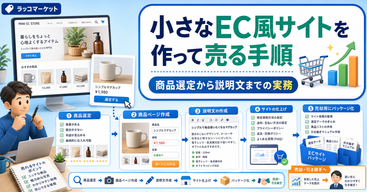 小さなEC風サイトを作って売る手順｜商品選定から説明文までの実務のアイキャッチ画像