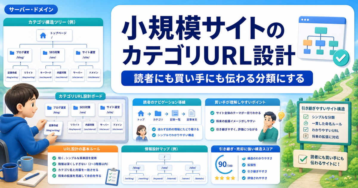 小規模サイトのカテゴリURL設計｜読者にも買い手にも伝わる分類にするのアイキャッチ画像