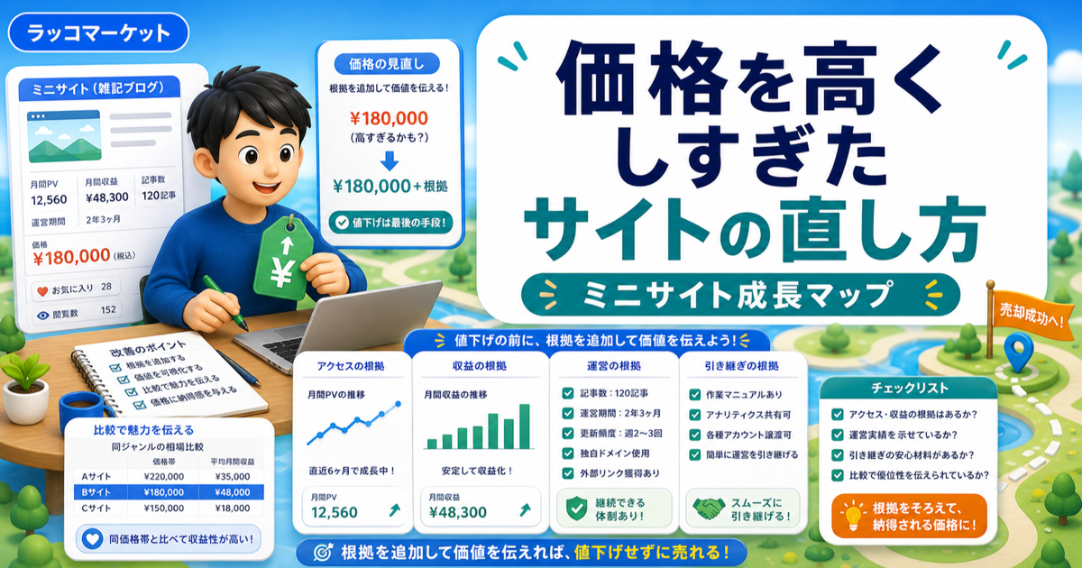 価格を高くしすぎたサイトの直し方｜値下げ前に追加すべき根拠のアイキャッチ画像