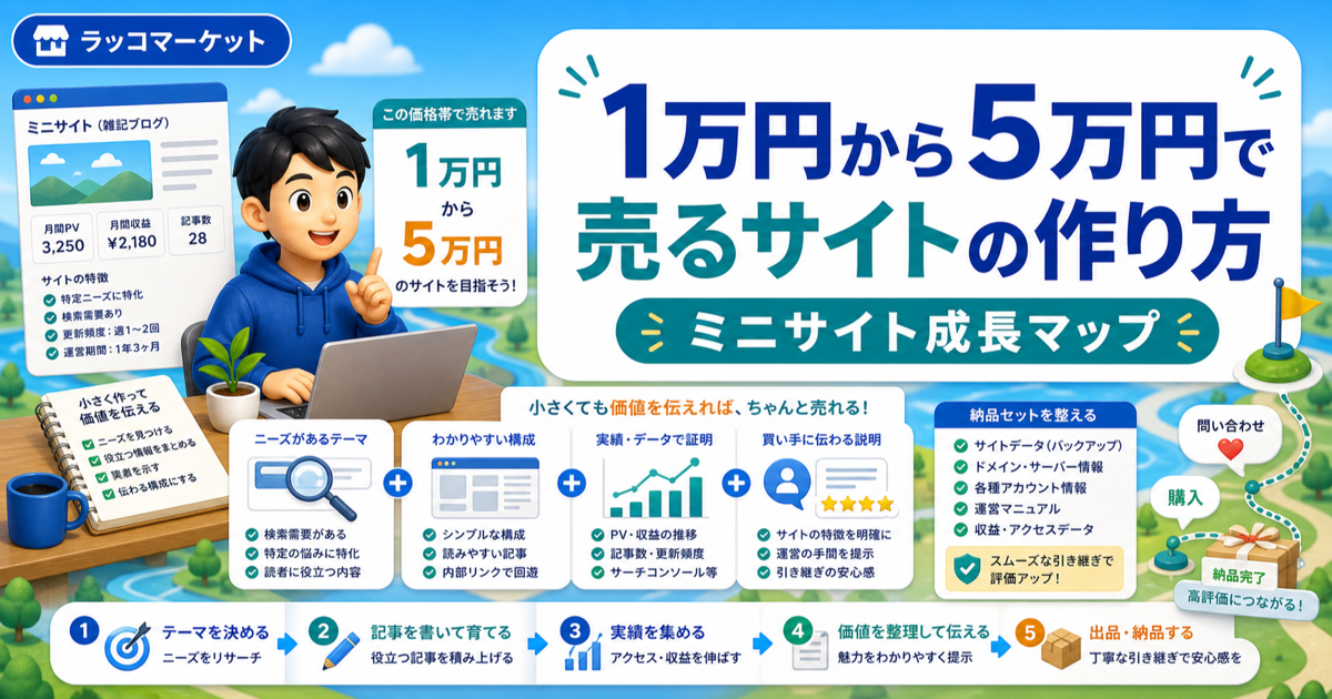 1万円から5万円で売るサイトの作り方｜小さく作って価値を伝えるのアイキャッチ画像