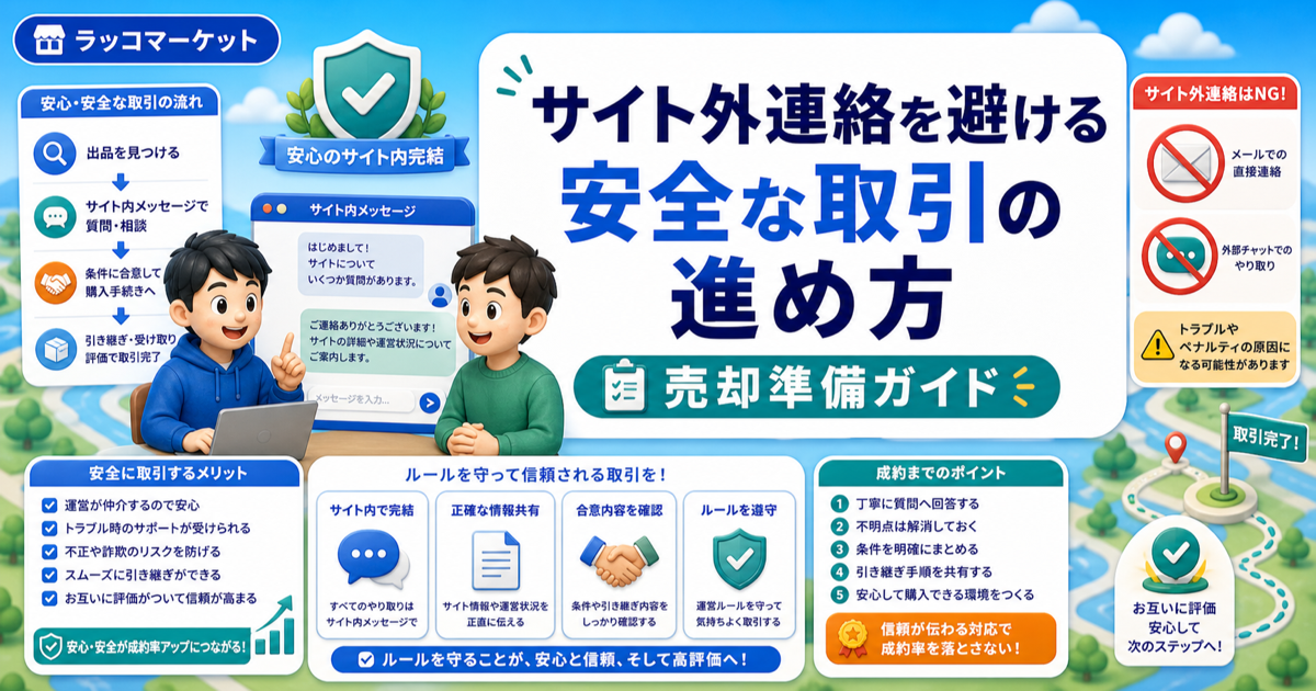 サイト外連絡を避ける安全な取引の進め方｜ルールを守って成約率を落とさないのアイキャッチ画像