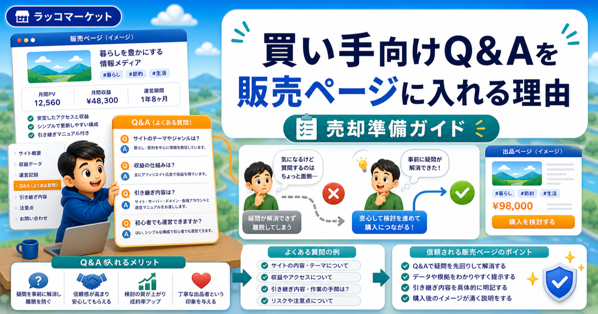 買い手向けQ&Aを販売ページに入れる理由｜質問前の離脱を防ぐのアイキャッチ画像
