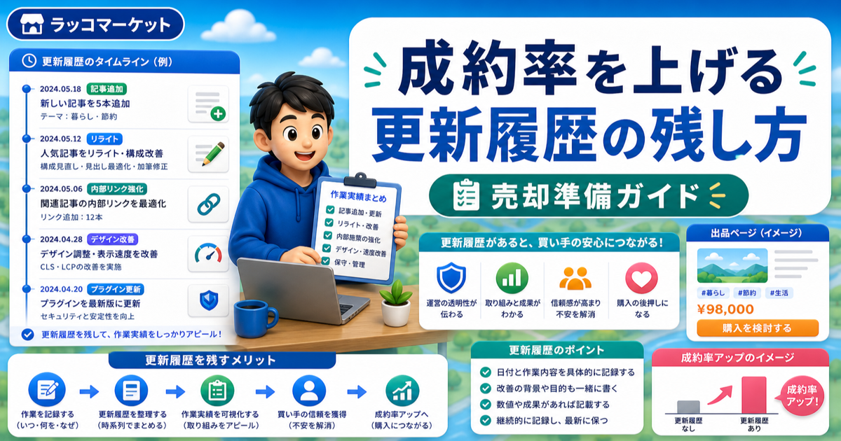 成約率を上げる更新履歴の残し方｜作業実績を買い手に伝えるのアイキャッチ画像