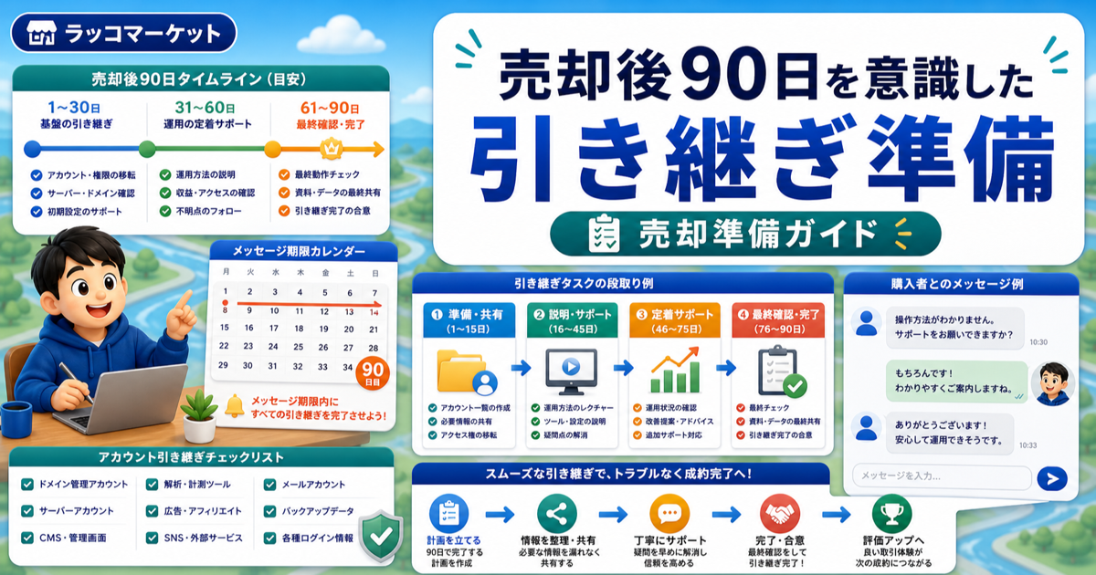 売却後90日を意識した引き継ぎ準備｜メッセージ期限内に終わらせる段取りのアイキャッチ画像