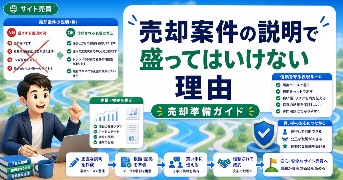 売却案件の説明で盛ってはいけない理由｜信頼を守る表現ルールのアイキャッチ画像