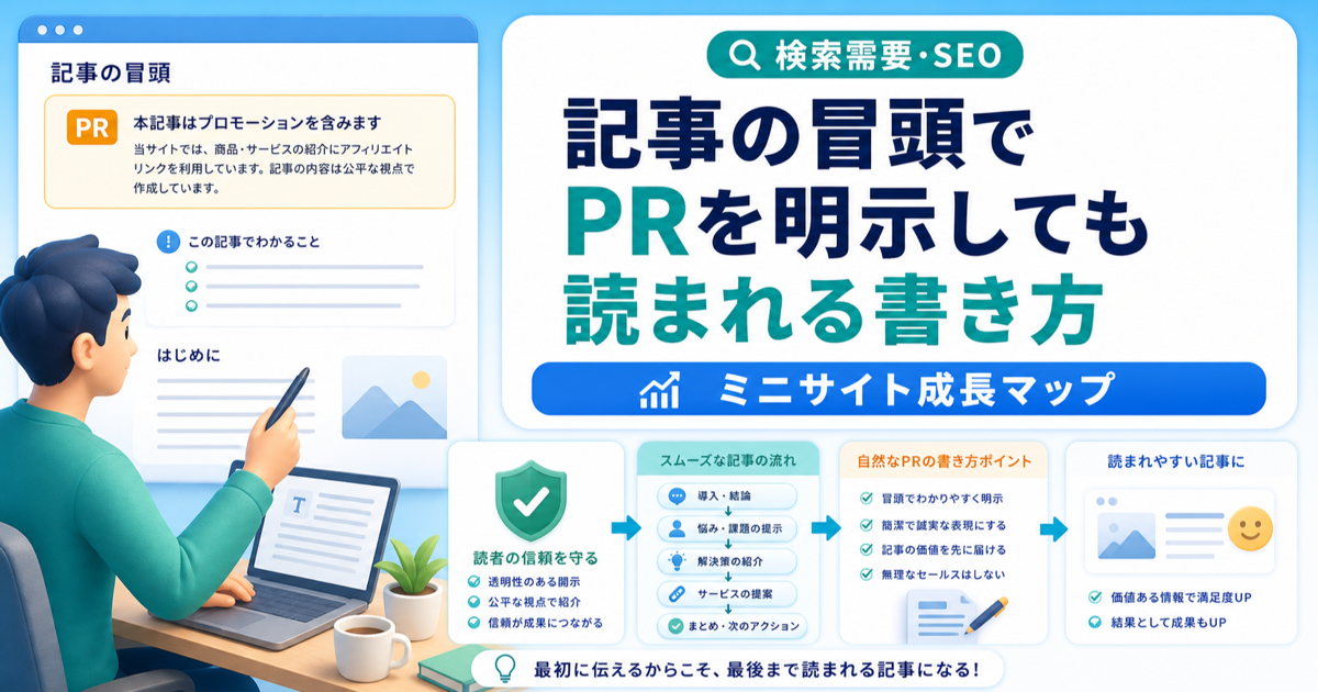 記事の冒頭でPRを明示しても読まれる書き方｜透明性を価値に変えるのアイキャッチ画像