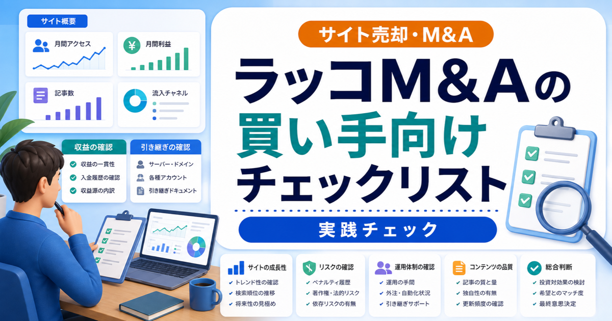 ラッコM&Aの買い手向けチェックリスト｜登録前に見るべきリスクのアイキャッチ画像