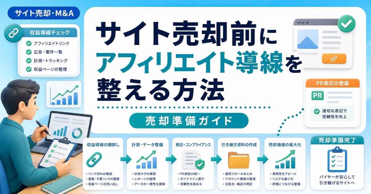 サイト売却前にアフィリエイト導線を整える方法｜買い手にも成果にも効く修正のアイキャッチ画像
