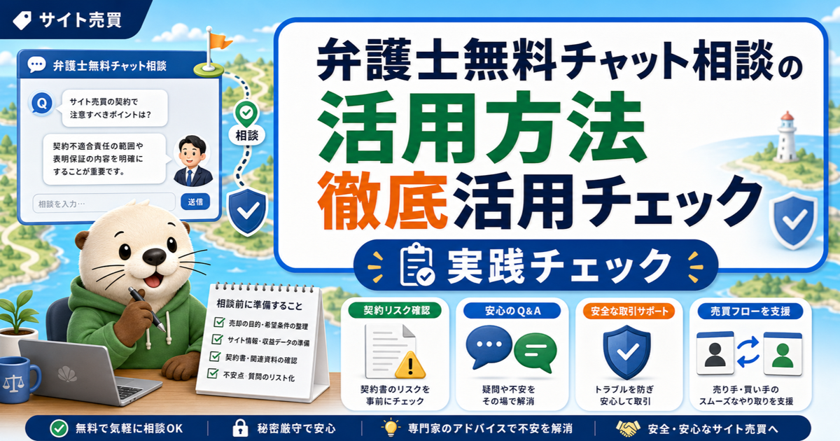 弁護士無料チャット相談の活用方法（ラッコM&A）徹底活用チェックのアイキャッチ画像