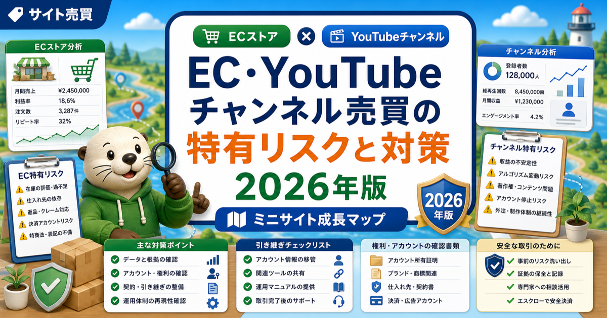 EC・YouTubeチャンネル売買の特有リスクと対策2026年版のアイキャッチ画像