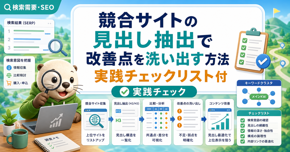競合サイトの見出し抽出で改善点を洗い出す方法実践チェックリスト付のアイキャッチ画像