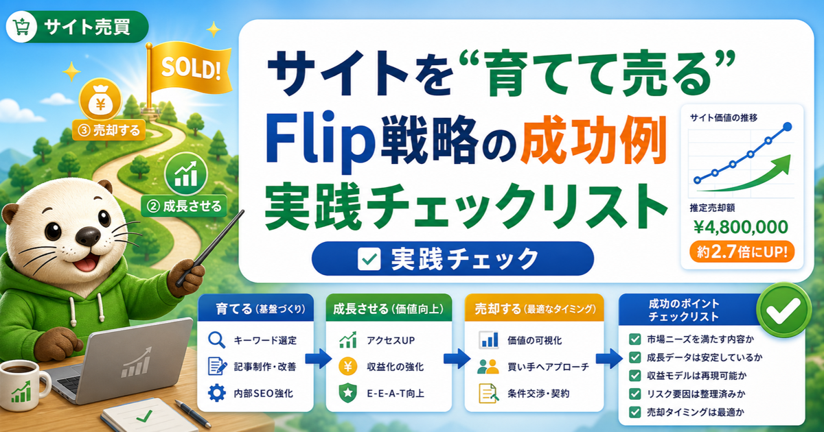 サイトを“育てて売る”Flip戦略の成功例実践チェックリスト完全版のアイキャッチ画像