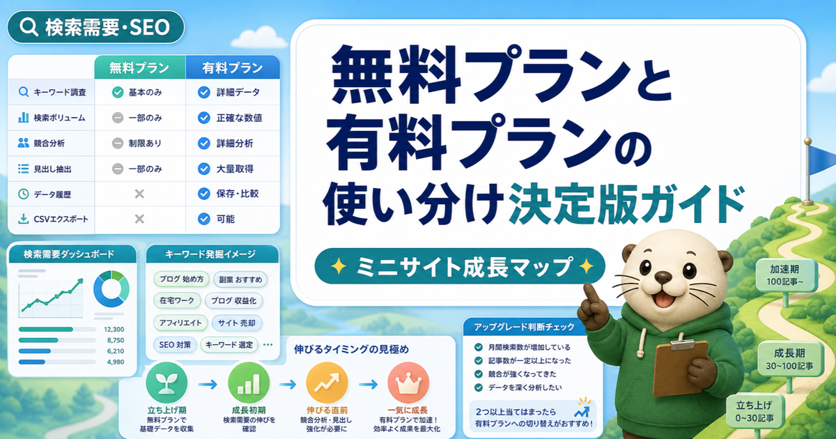 無料プランと有料プランの使い分け（伸びるタイミング）決定版ガイドのアイキャッチ画像