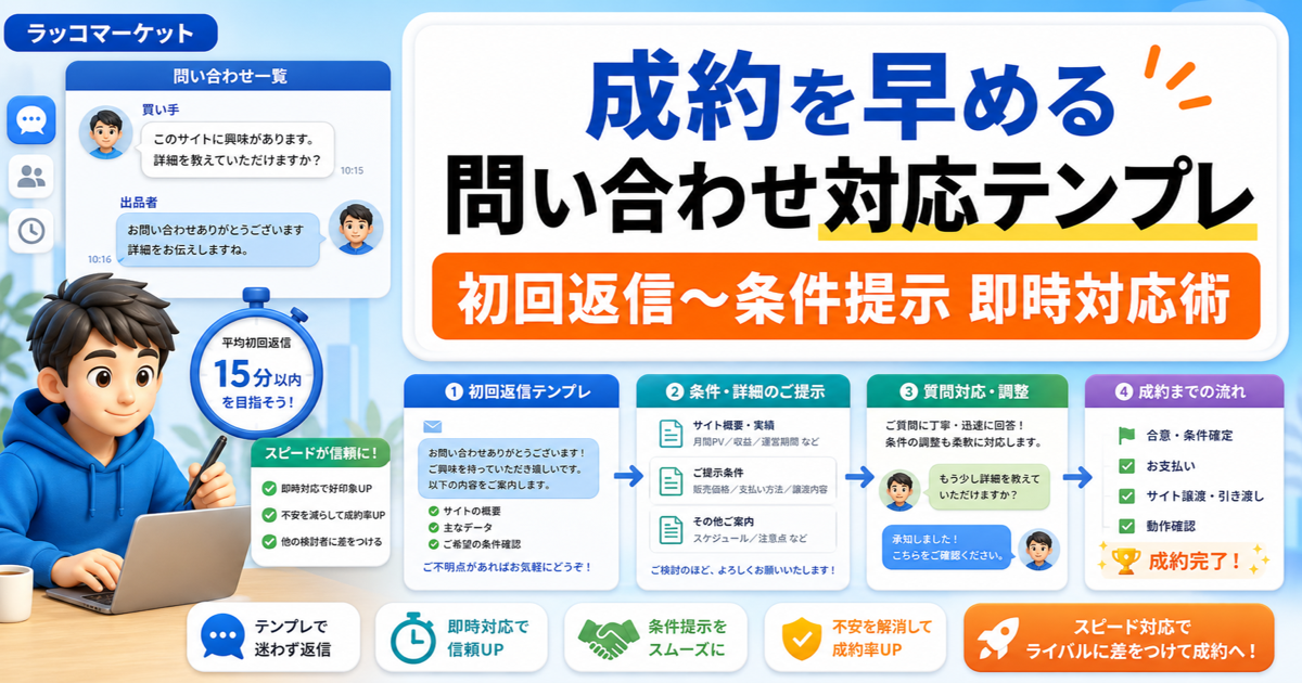 成約を早める問い合わせ対応テンプレ（初回返信〜条件提示）即時対応術のアイキャッチ画像