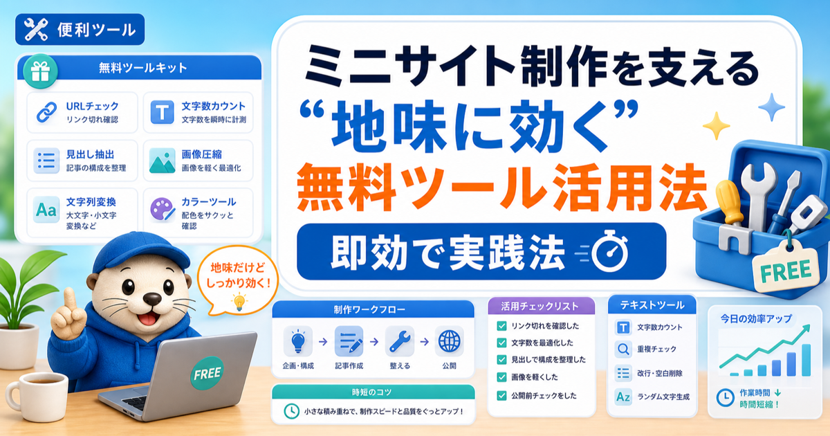 ミニサイト制作を支える“地味に効く”無料ツール活用法即効で実践法のアイキャッチ画像