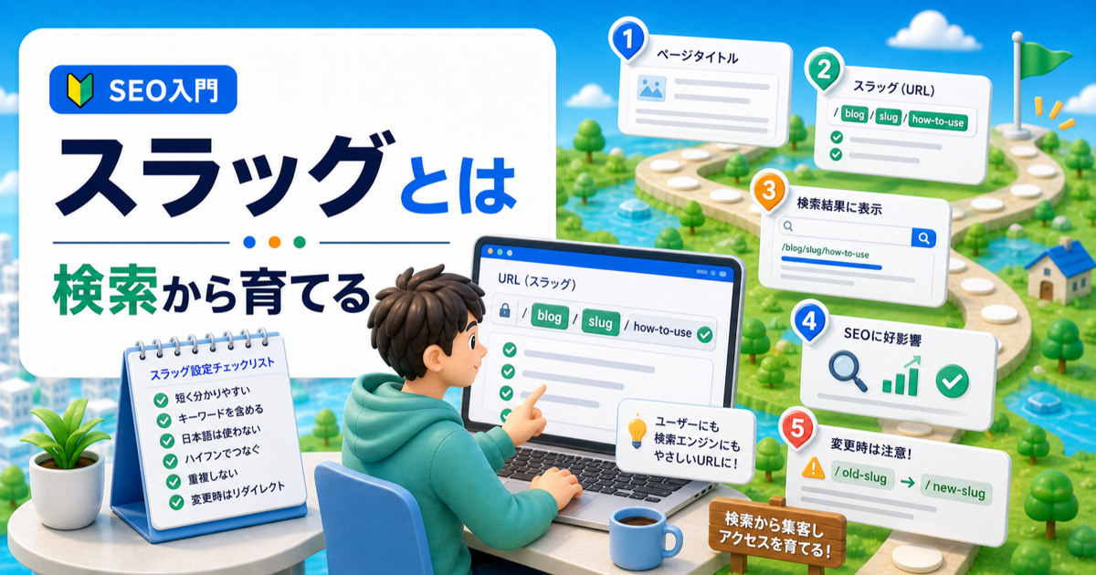 WordPressのスラッグとは？SEOに効く決め方・英語URLの作り方と設定手順のアイキャッチ画像
