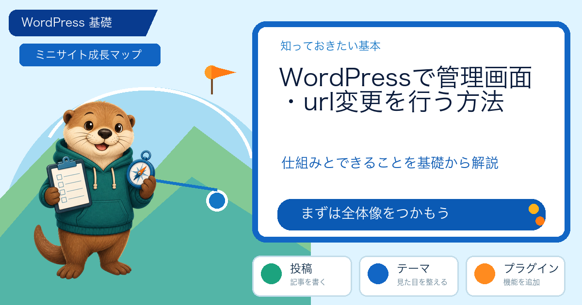 WordPressで管理画面・url変更を行う方法｜具体的な手順と失敗時の戻し方の解説図